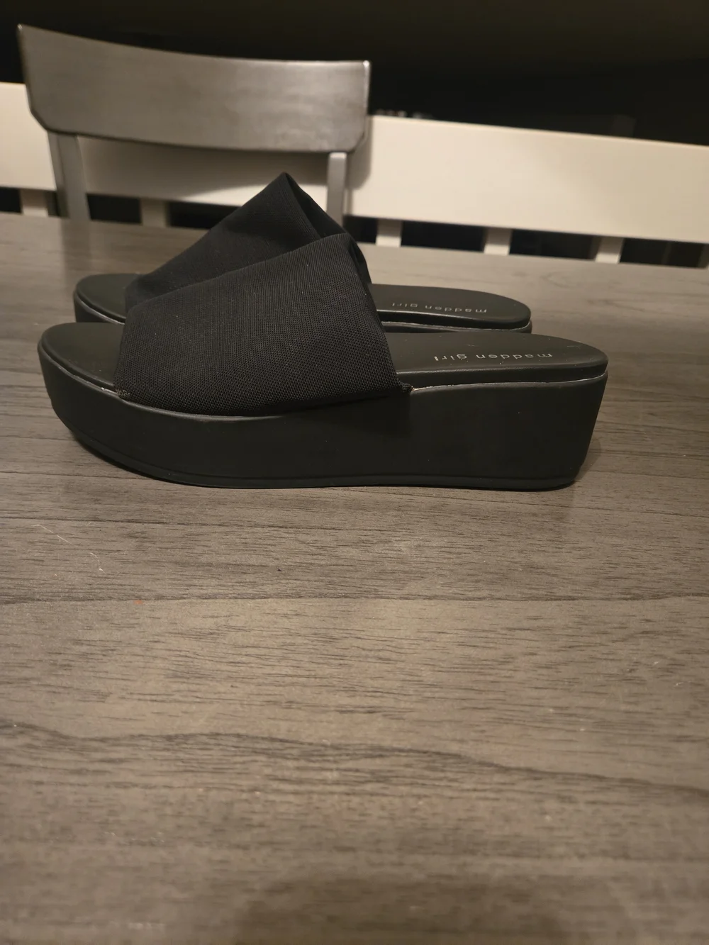Madden Girl Women's Shelbie Platform Wedge Slide Sandals Black Size 8.5 Y2K